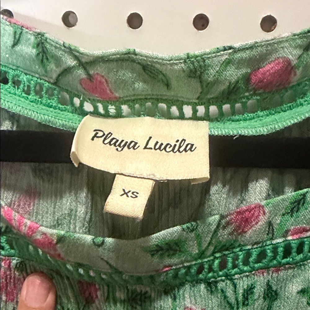 Playa Lucila Green Floral Mini Dress Ruffle Sleeve Boho Spring Summer Dress - Picture 8 of 10